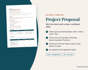 Editable Freelance Proposal Template | 3-Tier Pricing, Deliverables (Digital Download)