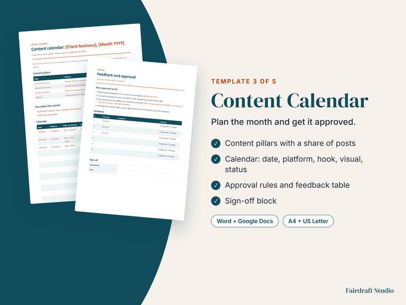 Sjablonen voor social media managers | Klant onboarding, voorstel, contentkalender, maandelijks rapport, contract (digitale download) afbeelding 5