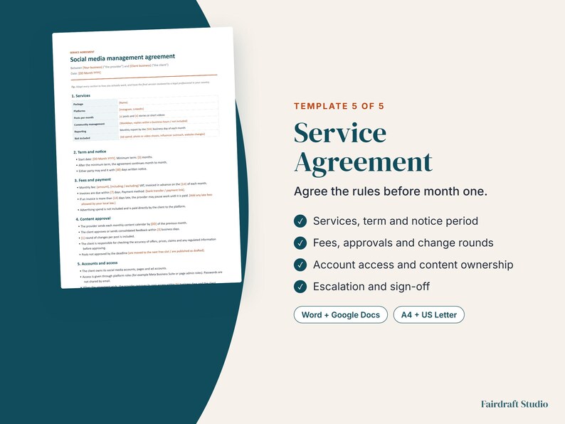 Sjablonen voor social media managers | Klant onboarding, voorstel, contentkalender, maandelijks rapport, contract (digitale download) afbeelding 7