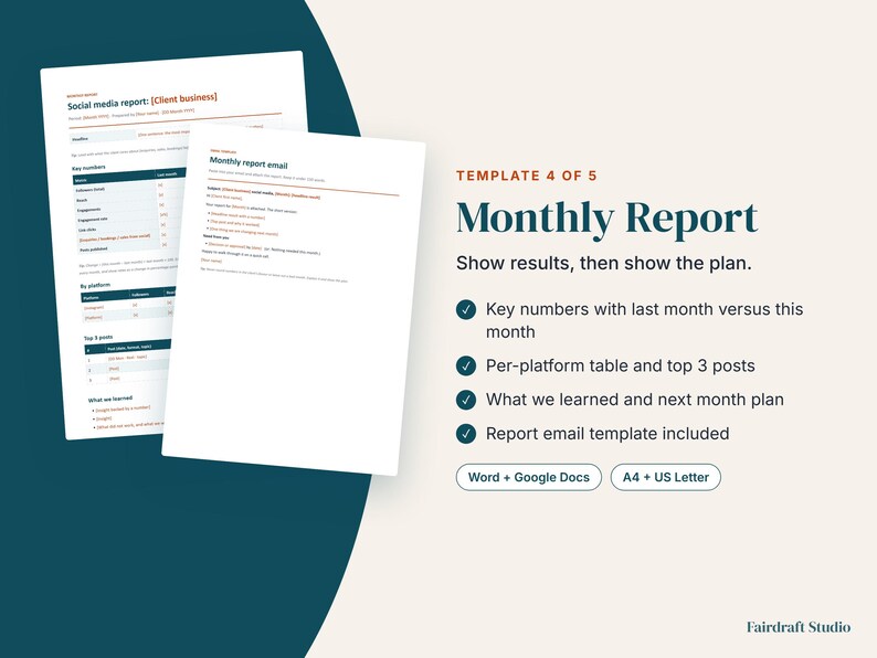 Sjablonen voor social media managers | Klant onboarding, voorstel, contentkalender, maandelijks rapport, contract (digitale download) afbeelding 6