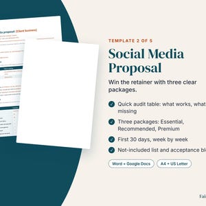 Sjablonen voor social media managers | Klant onboarding, voorstel, contentkalender, maandelijks rapport, contract (digitale download) afbeelding 4