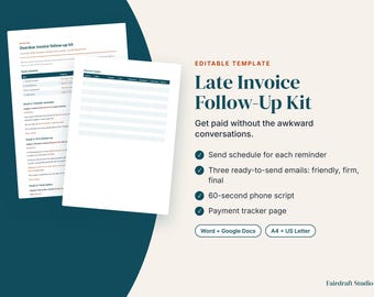 Late Invoice Follow-Up Kit | Email Templates, Phone Script, Tracker (Digital Download)