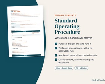 Standaardwerkprocedure (SOP) voor virtuele assistenten | Kwaliteitscontroles, escalatie (digitale download)