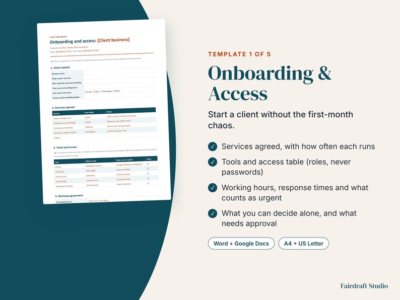 Modèles pour assistant virtuel | Intégration client, proposition tarifaire, suivi du temps, mise à jour hebdomadaire, procédure opérationnelle standard (téléchargement numérique) image 3