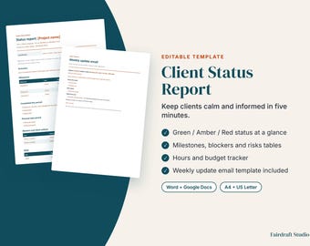 Client Status Report Template | Weekly Project Update Email (Digital Download)