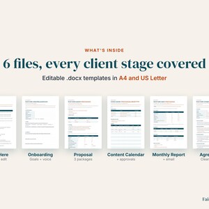 Sjablonen voor social media managers | Klant onboarding, voorstel, contentkalender, maandelijks rapport, contract (digitale download) afbeelding 2
