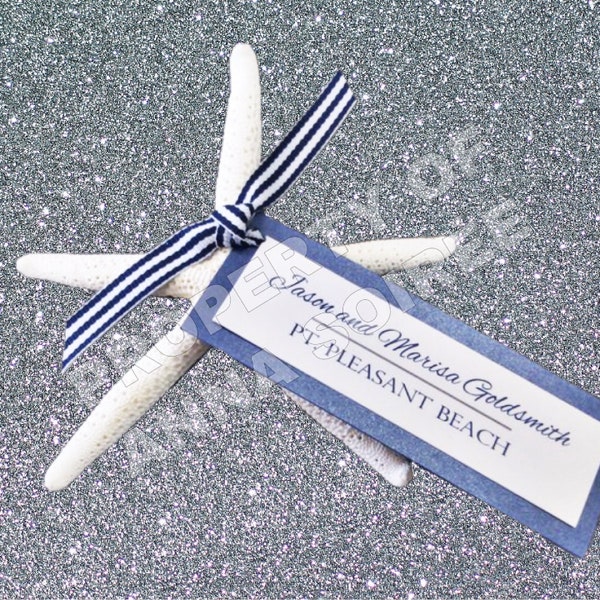 STARFISH Favors and Favor Tags- Double layer Favor tag and Starfish - You Personalize and customize Names and Colors