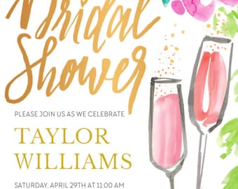 Blossoms & Bubbly Bridal Shower Invites