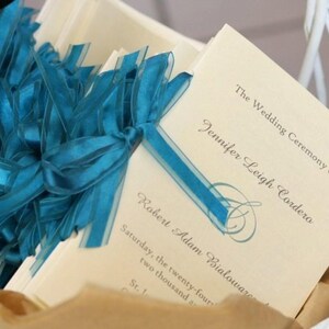 Wedding Ceremony Programs Folded with Ribbon Personalized Color and Motif at no extra charge image 2