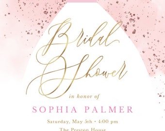 Pink Glitter Bride Shower Invitation