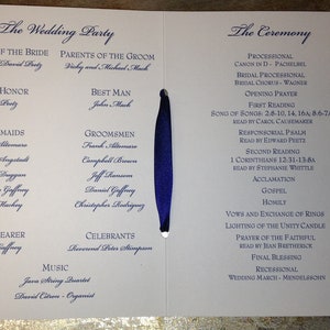 Wedding Ceremony Programs Folded With Ribbon Personalized Color and ...
