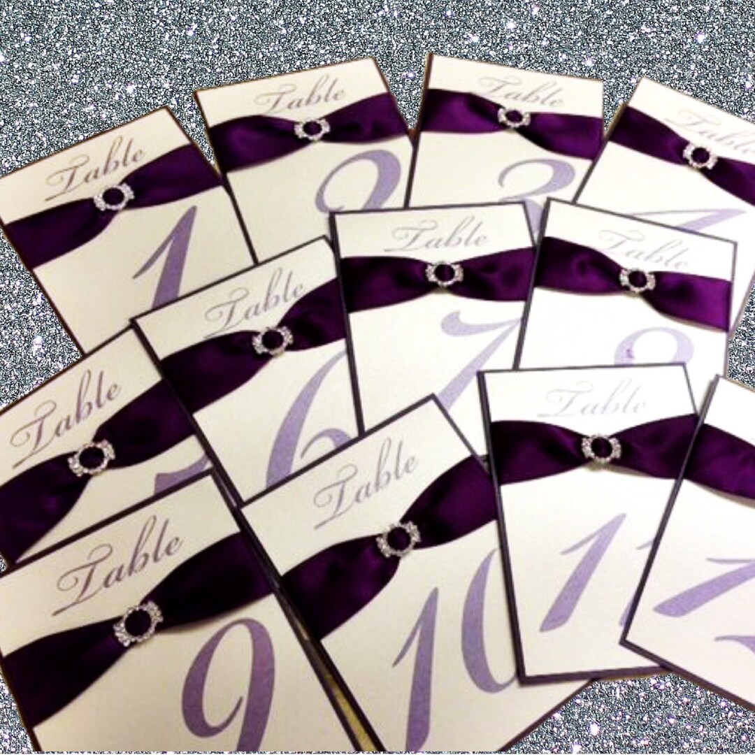 Numbers With Ribbo TABLE NUMBERS Double Layer, With Ribbon and Brooch - Etsy