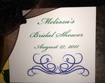 BRIDAL SHOWER favor TAGS - with custom colors and motifs, personalized, elegant