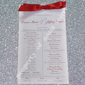 Winter Wedding Ceremony Programs with Ribbon Personalized Color and Motif at no extra charge image 1