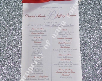 Winter Wedding Ceremony Programs with Ribbon- Personalized Color and Motif at no extra charge