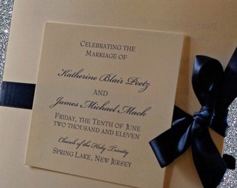 Elegant Square Wedding Programs with ribbon