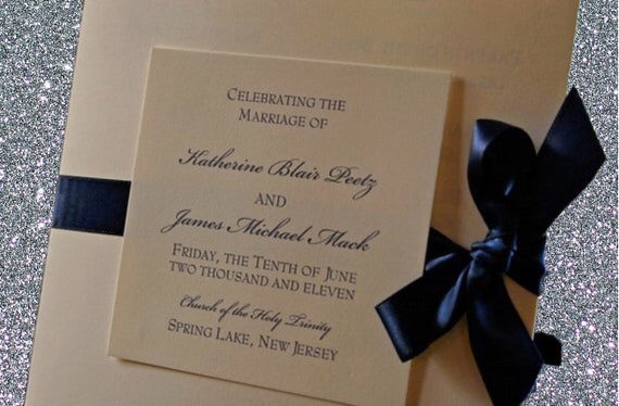 Elegant Square Wedding Programs With Ribbon Etsy