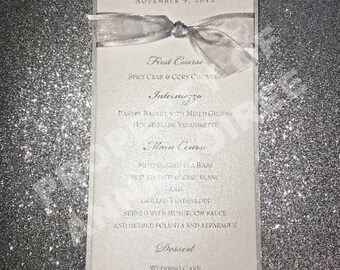 MENU Wedding Reception, ALL OCCASION Double Layer with Ribbon - Personalized Color and Motif at no extra charge