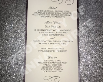 MENU - Double Layer, Any colors - Wedding, Birthday, Christening, Bat Mitzvah, Anniversary