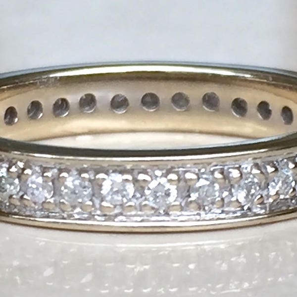 14k Diamond Full Eternity Band Weighing 4.2 grams Size 9 Stackable