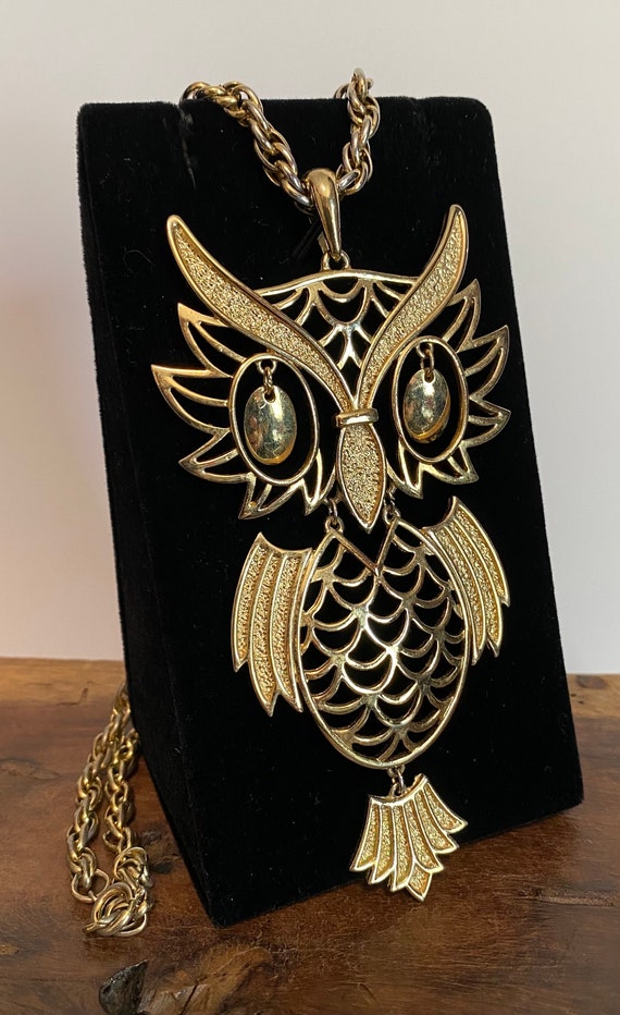 Vintage 70s Gold-tone Filigree Articulated OWL Pen