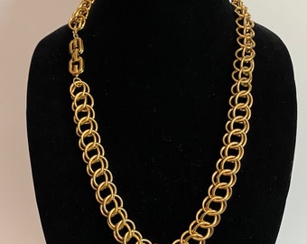 Vintage GIVENCHY Gold-tone Double Round Curb Chain GG Necklace 24 Inches!