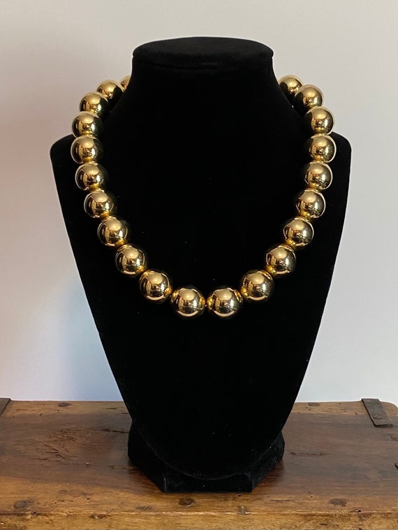 Vintage TALBOTS Chunky Gold Ball Choker Necklace!