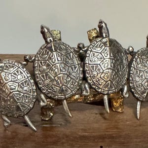 Vintage Made in France Silver-tone Turtles Hair Barrette Clip!