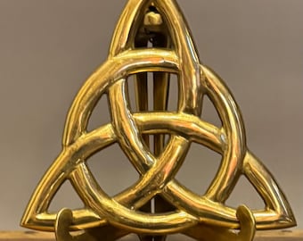 Vintage Polished Brass Celtic Trinity Knot Door Knocker!