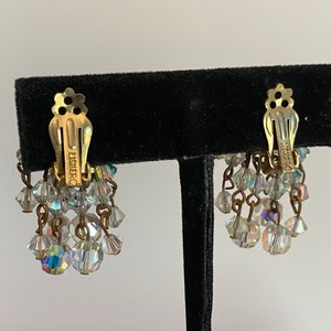 Vintage LISNER Clear Crystal Cluster Dangle Clip On Earrings image 3