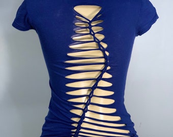 Coral Tie Waist Dress Cut Up by Sniptease
