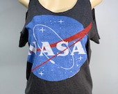 NASA Gray Cold Shoulder Shirt Cut Up by Sniptease Size XL XXL