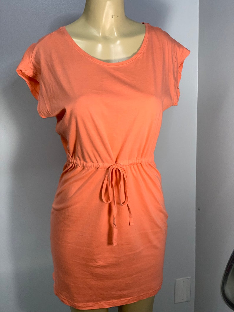 Coral Tie Waist Dress Cut Up by Sniptease