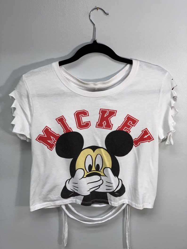 Mickey Mouse Crop Top Cut Up by Sniptease Etsy