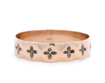 10k Yellow Gold Cigar Band Wedding Ring Classic Design Timeless Bridal Jewelry