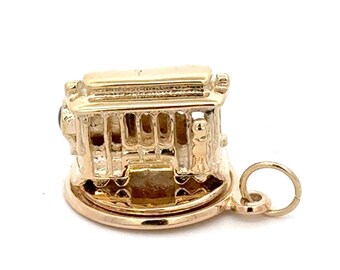 Vintage 14k Yellow Gold San Francisco Trolley Car Rotating Charm (1-1-73)