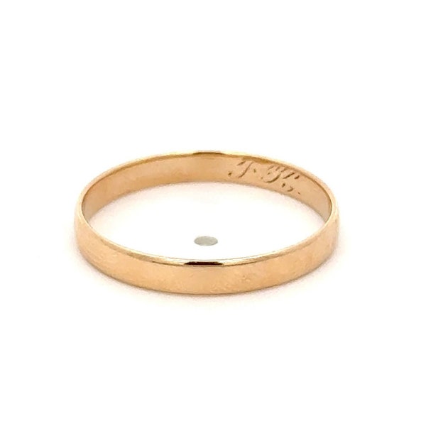 Antique 18k Yellow Gold Half Round Band with Engraved Initials - Classic Vintage Wedding Ring, Timeless Elegance