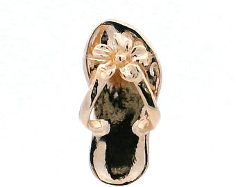 14k Yellow Gold Flip Flop Pendant: Summer Beach Sandal Charm