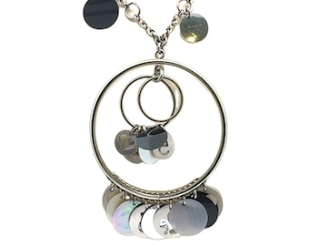 Authentic Chanel Spring 2009 Paillette Sequin Hoop Link Necklace - Rare Designer Statement Jewelry