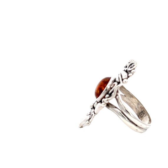 Floral Blooms: Sterling Silver Amber Ring - A Sta… - image 3