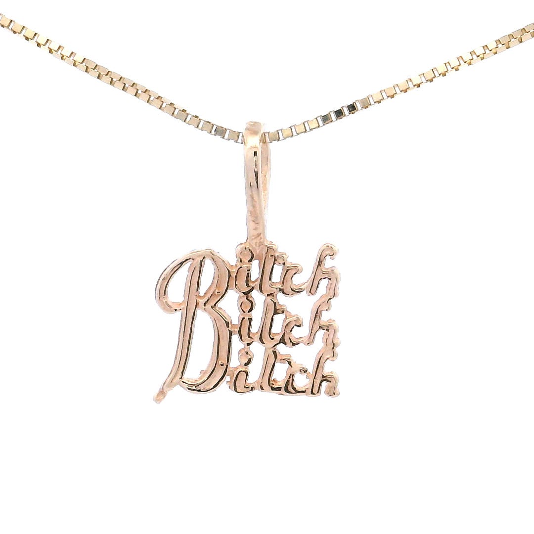 14k Gold Bitch Pendant - Edgy Feminist Statement Charm - Etsy