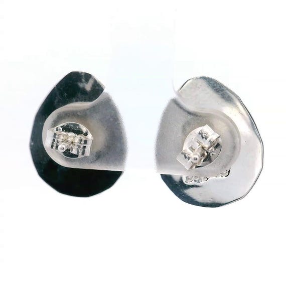 Sterling Silver Bear Paw Earrings: Turquoise Cabochon Southwestern Studs View 4