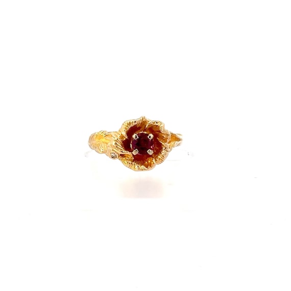 Ruby Diamond 14k Yellow Gold Rose in Bloom Engage… - image 1