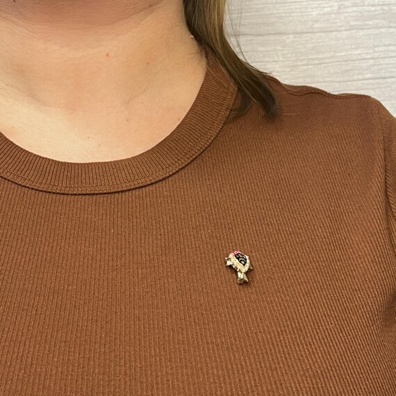 Antique 10k Gold Delta Sigma Lambda Pin: Seed Pea… - image 7