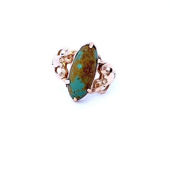 King's Manassa Turquoise 10k Yellow Gold Ring Scr… - image 1