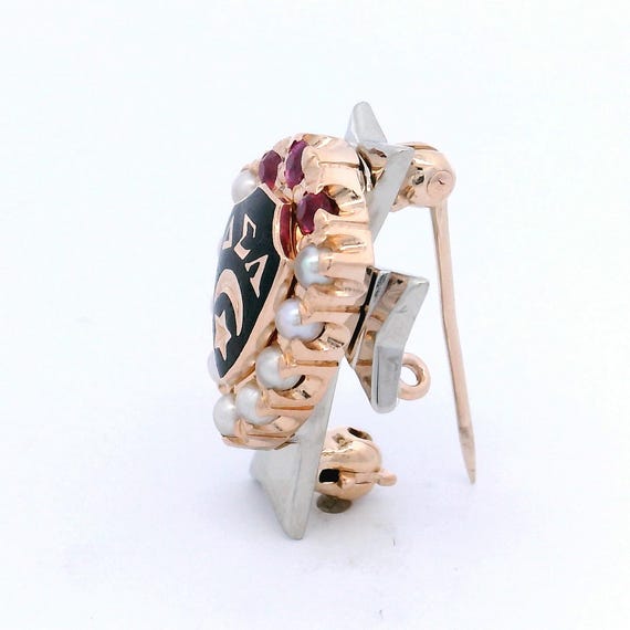 Antique 10k Gold Delta Sigma Lambda Pin: Seed Pea… - image 2