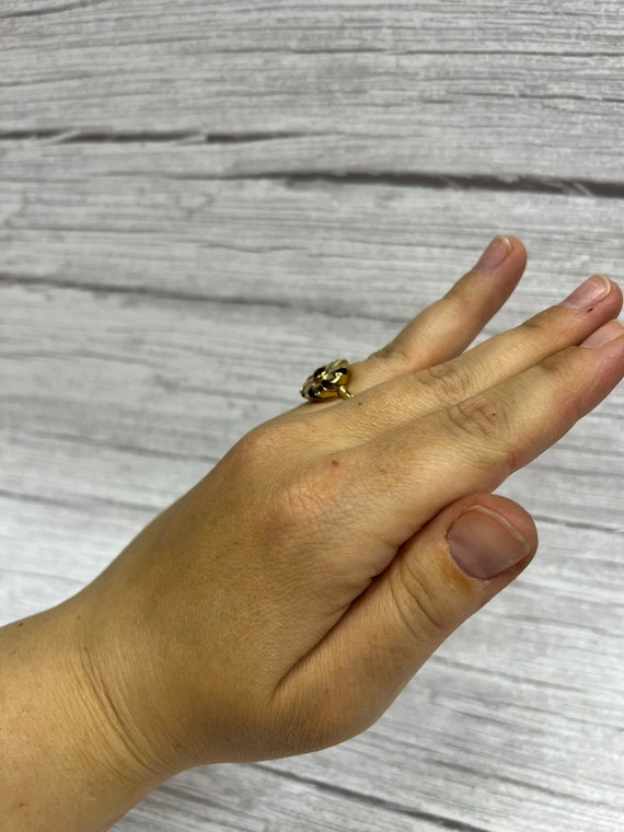 Vintage 10k Yellow Gold Bohemian Garnet Halo Ring… - image 5