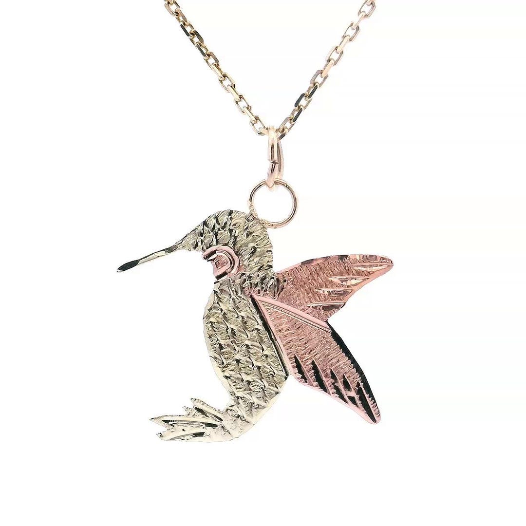 10K Black Hills Gold Hummingbird Pendant Necklace BlackHillsGold