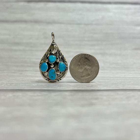 Sterling Silver Easter Blue Turquoise Pendant Tea… - image 5