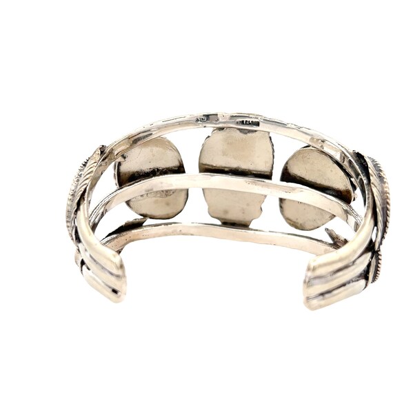 Sterling Silver Three Stone Turquoise Cuff Bracel… - image 3